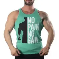 No Pain No Gain Tank Top Atlet Turkuaz Beyaz